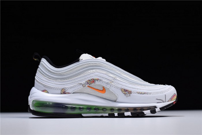 nike womens air max 97 white-orange flower 921733-101