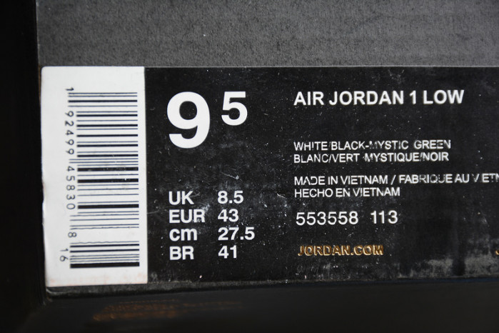 air jordan 1 low mystic green 553558-113