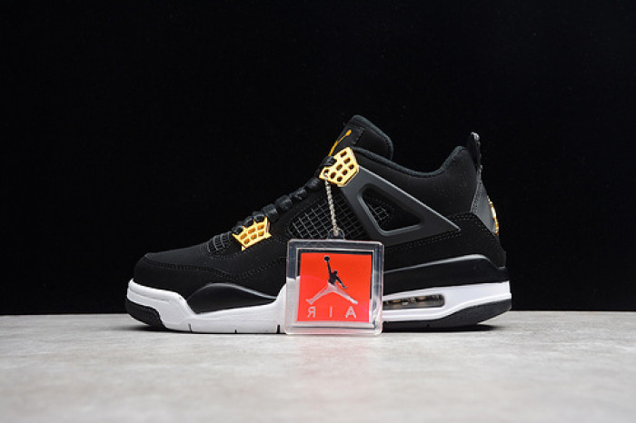 air jordan 4 “royalty” black/metallic gold-white mens 308497-032