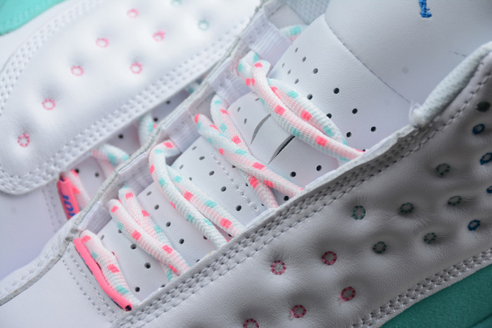 air jordan 13 retro white soar green pink (gs) 439358-100