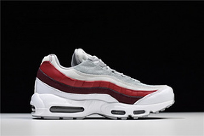 nike air max 95 essential mens white-grey-red running shoes 749766 103